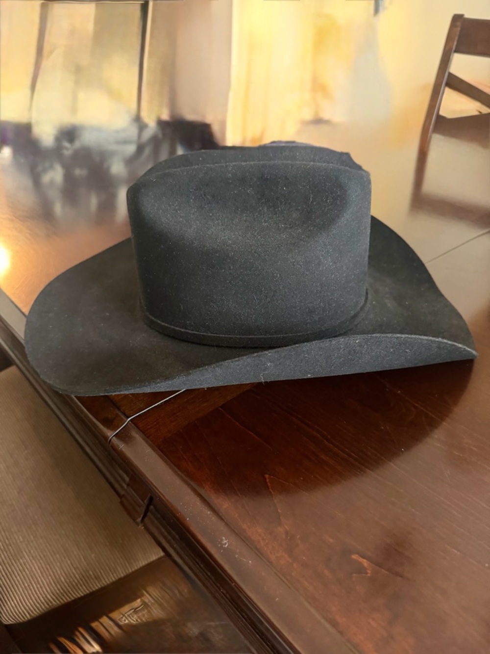 Stetson Black xxx6xxx 100 % Fur felt  Western Hat with Silver Buckle - Picture 3 of 9